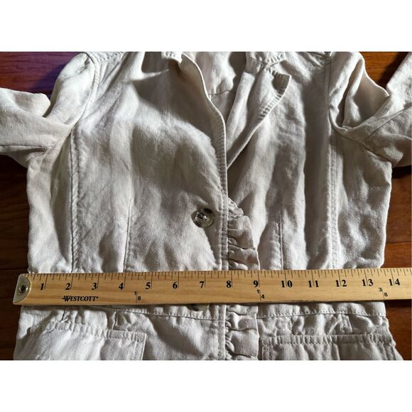 Hei Hei Anthropologie Women's Tan Brown 100% Linen Landmarks Jacket Size 6 - Picture 8 of 10
